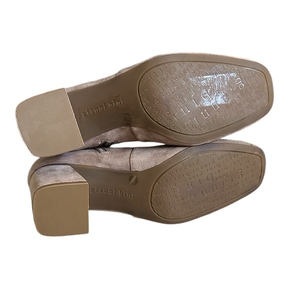 Gianni Bini Over the Knee Boots 6 Tan Faux Suede Block Heel Tie Back Square Toe - Picture 8 of 8